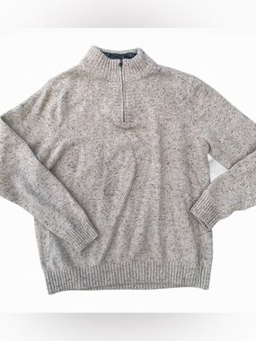 Lands End Wool Blend Men's quarters-Zip Sweater XL